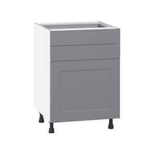 Bristol Slate Gray Shaker Assembled Base Kitchen Cabinet with 2 Drawers (24 in. W x 34.5 in. H x 24 in. D)