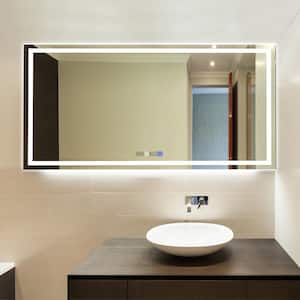30 in. x 60 in. LED Modern Rectangle Frameless Decorative Mirror Wall Mounted Anti-Fog and Dimmer Touch Sensor