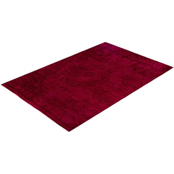 Overdyed Pink 5 x 7 Solid Wool Indoor Area Rug