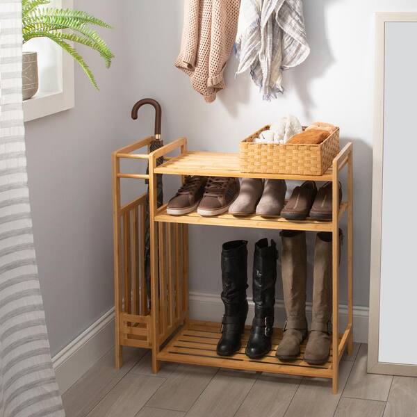 ORGANIZE IT ALL 30.5 H 9-Pair 3-Tier Brown Bamboo Shoe Rack NH