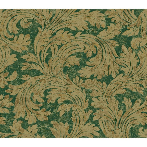 The Wallpaper Company 8 in. x 10 in. Metallic Large Leaf Swirl Wallpaper Sample