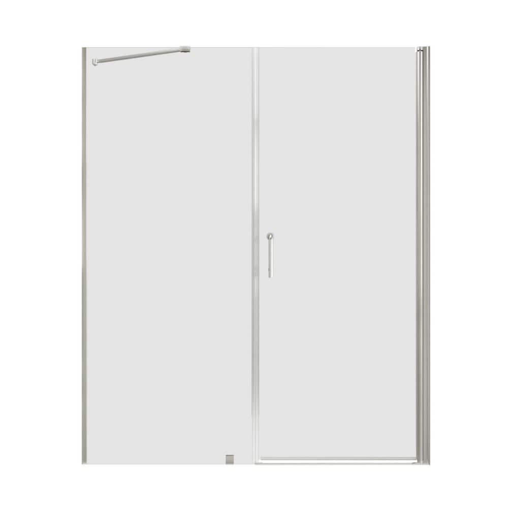 60 in. W x 72 in. H Freestanding Single Sliding Frameless Shower Enclosure in Brushed Nickel Finish price history on PriceWatchPro