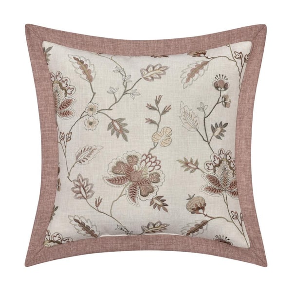 Unbranded Safia Linen Polyester Floral 20 in. Square Decorative Throw Pillow 20 in. L x 20 in. W