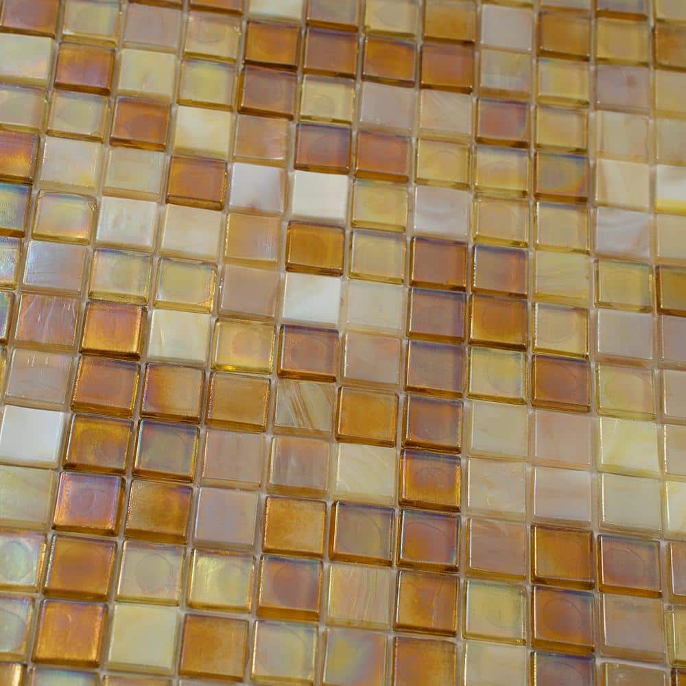 Golden Iridescent Glass Mosaic Wall and Floor Tile