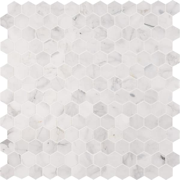 MSI Calacatta Cressa Hexagon 12.38 in. x 12.38 in. Honed Marble Look Floor and Wall Tile (9.8 sq. ft./Case)