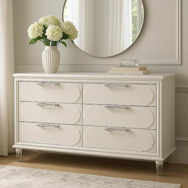 long dresser no mirror 6 Drawer Dresser for Bedroom, Wide Wood Chest of Drawers Handle Free, Large Modern Dresser Storage Cabinet for Living Room, Hallway Entryway