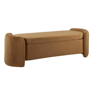 Nebula Cognac Upholstered Performance Velvet Bench