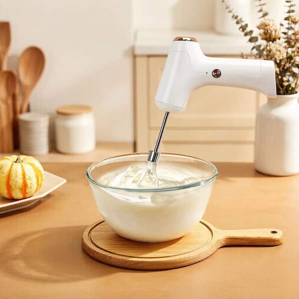 Wudkey Cordless Hand Mixer, 3-Speed Handheld Electric Whisk with 2
