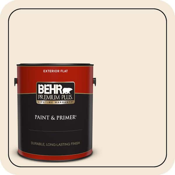 BEHR PREMIUM PLUS 1 gal. #OR-W09 Cottage White Flat Exterior Paint & Primer
