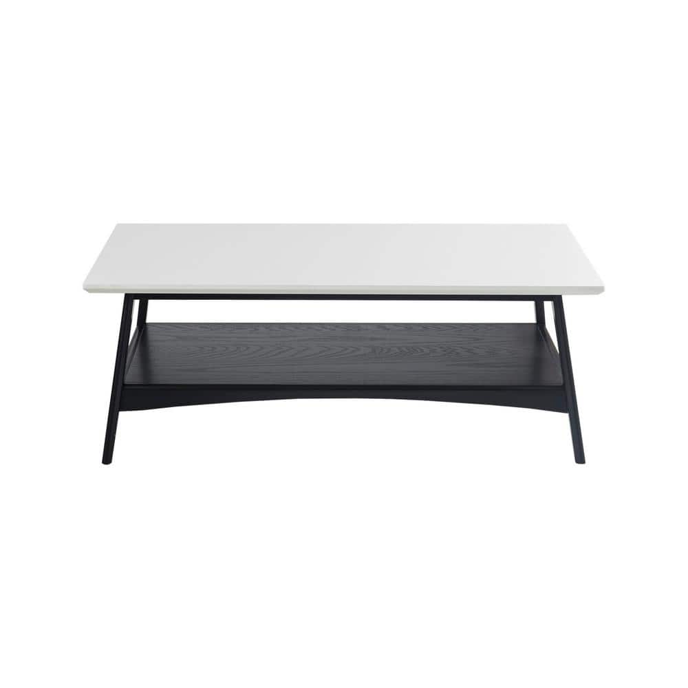 Parker Midcentury Off-White and Black Rectangular Coffee Table