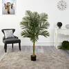 Nearly Natural 5 ft. Artificial Single Stalk Golden Cane Palm Tree T1838