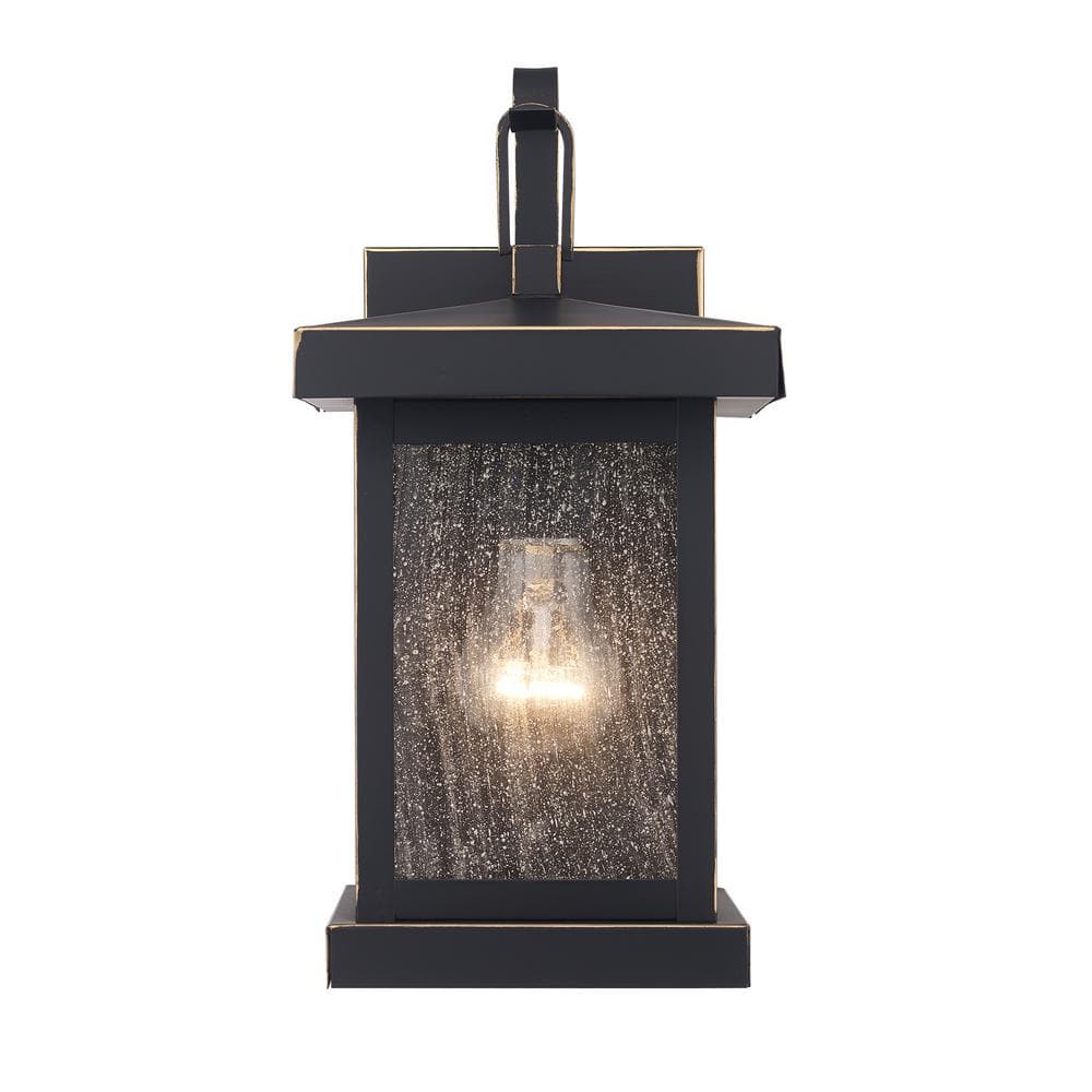 Santa Cruz 1-Light Weathered Bronze Outdoor Wall Light Fixture with Seeded Glass -  Bel Air Lighting, 45640 WB