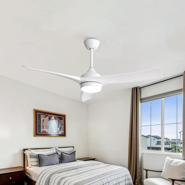 52 in. Indoor White 18-Watt Integrated LED Reversible DC Motor Ceiling Fan with Remote Control and 3 ABS Fan Blades