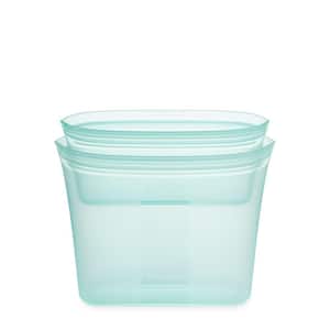 Reusable Silicone 2-Piece Bag Set - Sandwich 24 oz., Snack 4 oz. Zippered Storage Containers in Teal