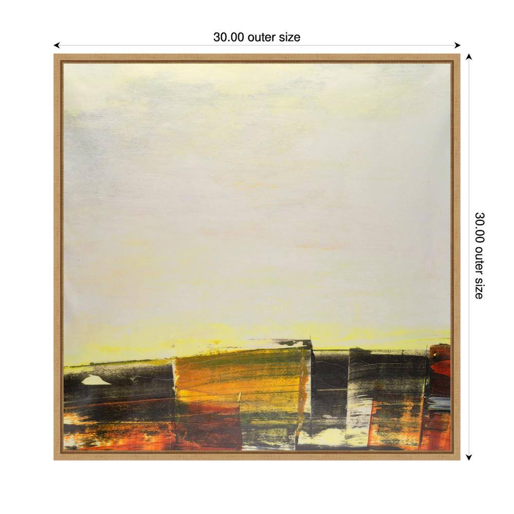 30"x30" Yellow and Orange Abstract Geometric Framed Canvas Art
