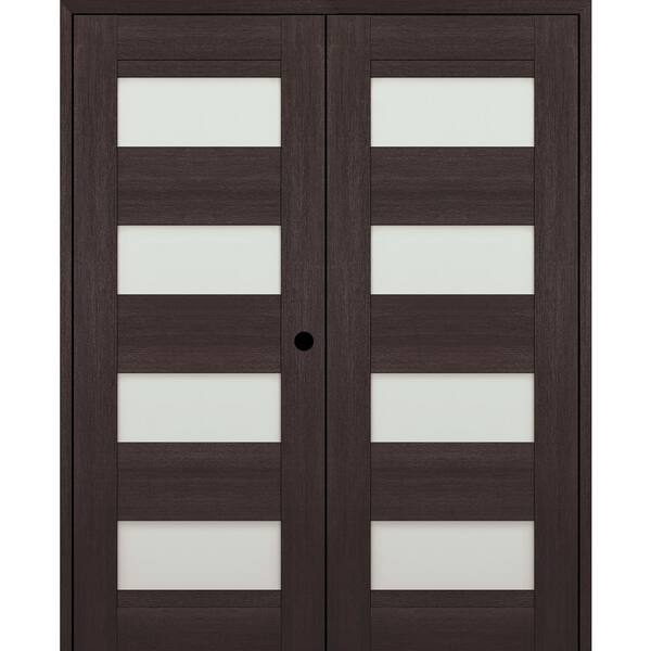 Belldinni Vona 07-08 36 in. x 96 in. Left Active 4-Lite Frosted Glass Veralinga Oak Wood Composite Double Prehung Interior Door
