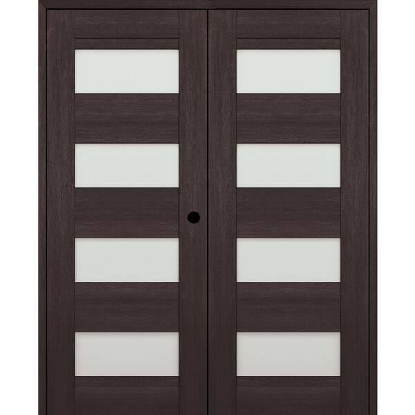 Belldinni Vona 07-08 48 in. x 80 in. Left Active 4-Lite Frosted Glass Vera Linga Oak Wood Composite Double Prehung Interior Door