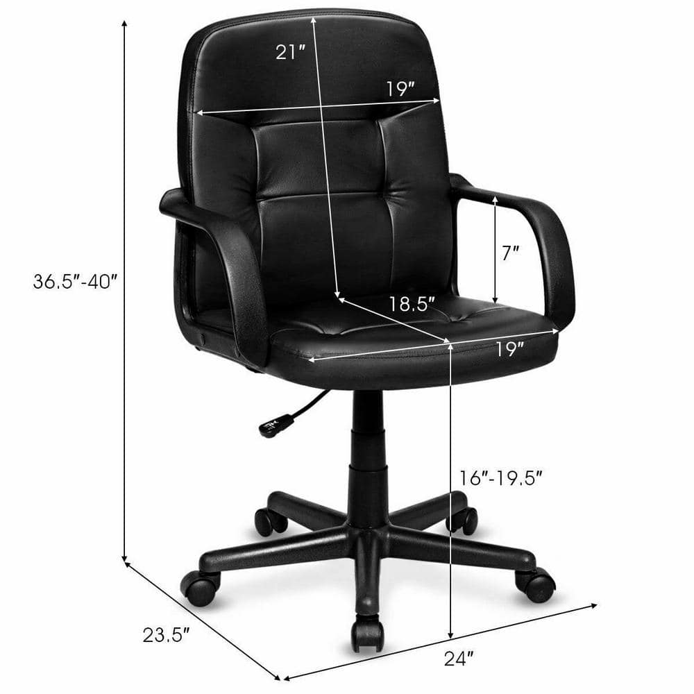 Modern High-Back Black Leather Swivel Task Office Chair