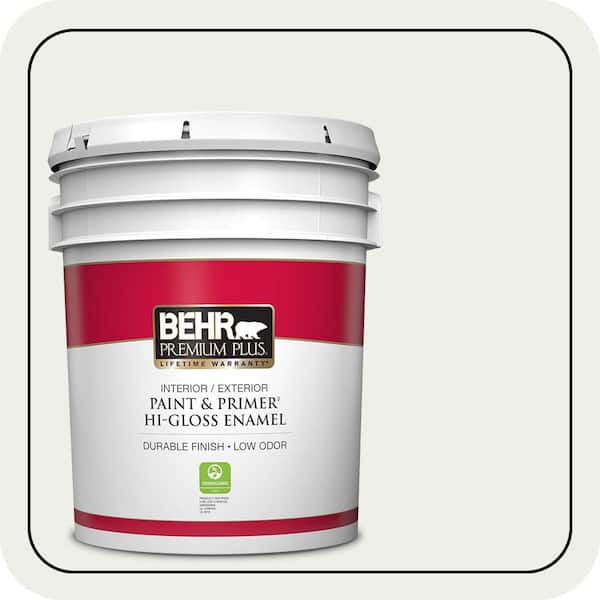 BEHR PREMIUM PLUS 5 gal. Designer Collection #DC-004 Winter White Hi-Gloss Enamel Interior/Exterior Paint & Primer