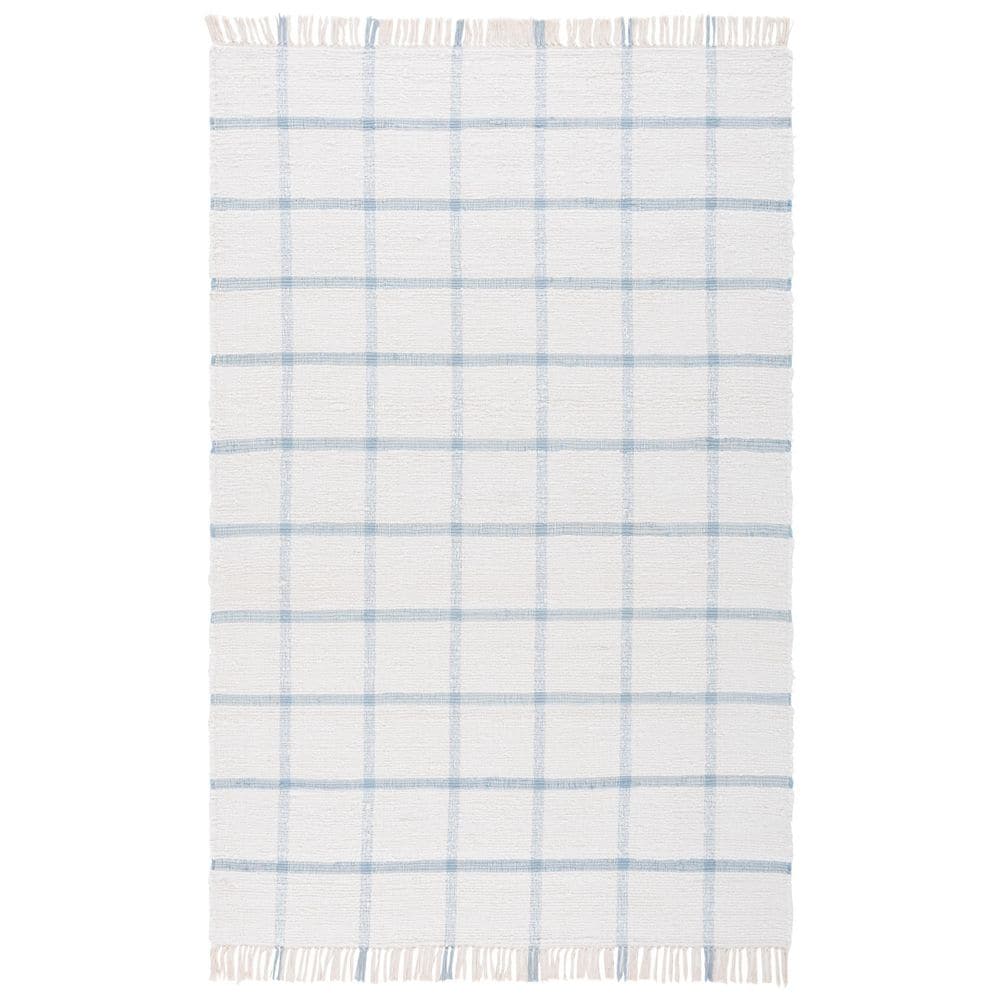 Montauk 4 ft. x 6 ft. Ivory/Blue Geometric Lattice Area Rug