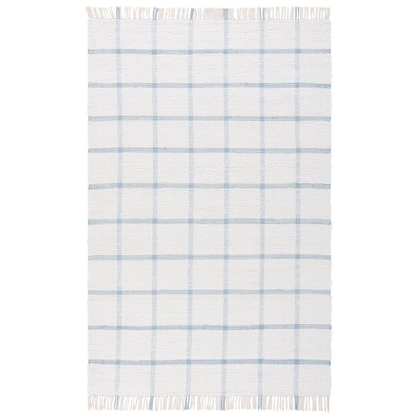 Montauk 6 ft. x 9 ft. Ivory/Blue Geometric Lattice Area Rug