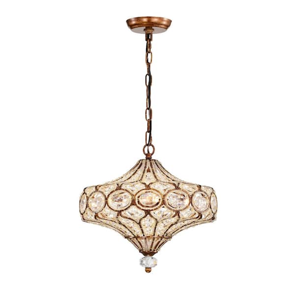 Warehouse of Tiffany Rilo 15 in. 4-Light Indoor Antique Bronze Finish Chandelier