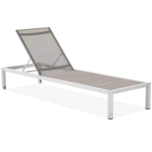 Patio Aluminum Lounge Chaise Outdoor Chaise Lounge Chair with Textile Khaki Fabric