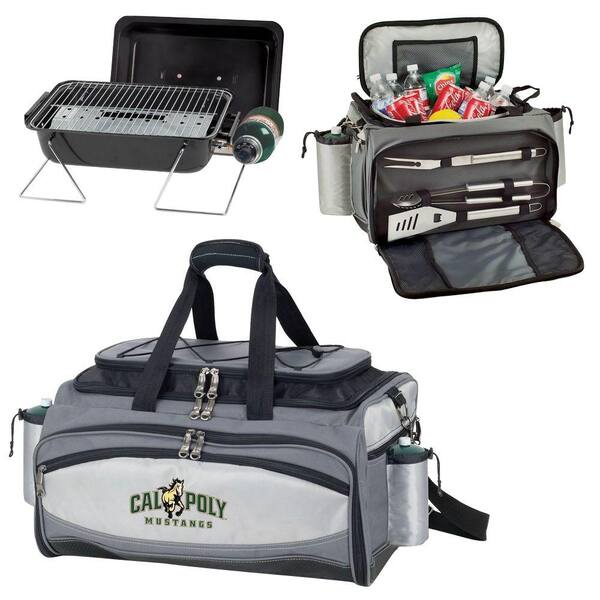 Picnic Time Cal Poly Mustangs - Vulcan Portable Propane Grill and Cooler Tote with Digital Logo