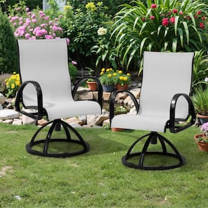 Swivel Aluminum Textilene Outdoor Dining Chair in Gray (2-Pack)