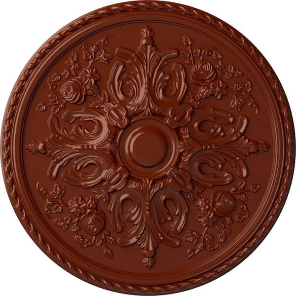 Ekena Millwork 32-5/8 in. x 2 in. Bradford Urethane Ceiling Medallion (Fits Canopies up to 6-5/8 in.), Firebrick