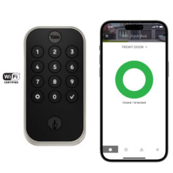 Yale Smart Door Lock with WiFi and Pushbutton Keypad, Satin Nickel Single Cylinder Deadbolt