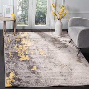 Adirondack Gray/Yellow 8 ft. x 8 ft. Square Abstract Area Rug