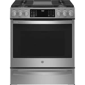 30 in. 5 Burner Slide-In Gas Range in Stainless Steel with True Convection, Convection, Air Fry Cooking