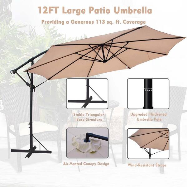 beautiful patio umbrella MAISON ARTS 13ft Double -Sided Crank Patio Umbrella Extra Large with LED Colorful Lights