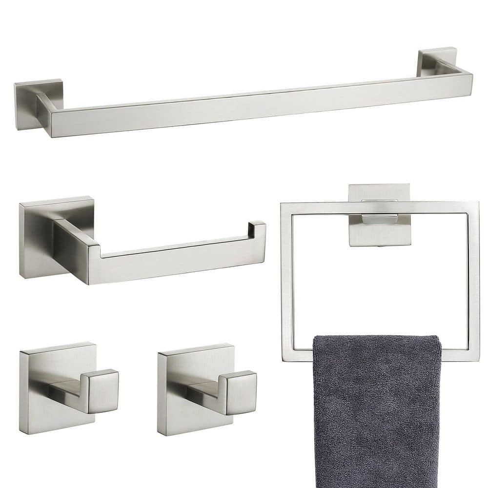 5-Piece Bathroom Hardware Accessories Set Towel Bar Set Wall Mounted Stainless Steel in Brushed Nickel price history on PriceWatchPro