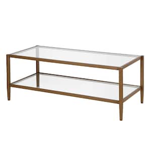 Hera 45 in. Antique Brass Rectangular Glass Top Coffee Table