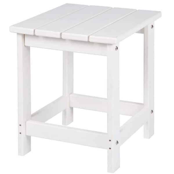 Dyiom White Square Recycled Plastic Outdoor Side Table B08YK5KTKW The