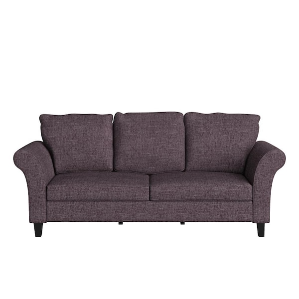Handy Living Brickman 82.9 in. Amethyst Purple Fabric 2-Seater Lawson Sofa with Removable Cushions