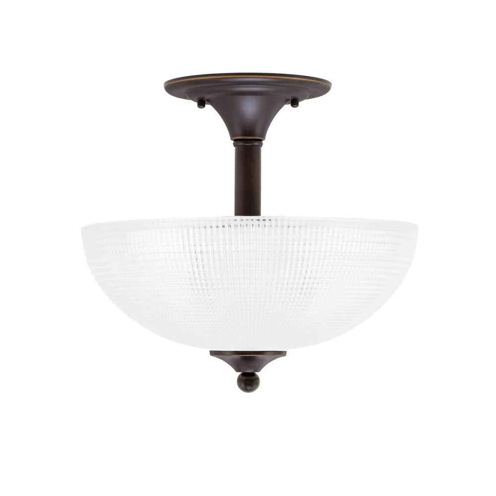 Bristol 13 in. 2-Light Dark Granite Transitional Semi-Flush Mount with 13 i