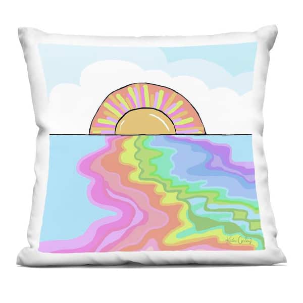 Stupell Industries Swirling Rainbow on Sea Surface Multi-Color Abstract Polyester 18 in. X 18 in. Throw Pillow