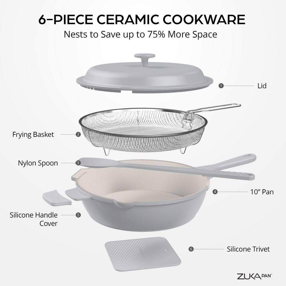 Gray Aluminum Nonstick Multi-Purpose Pan Set with Lid and Accessories