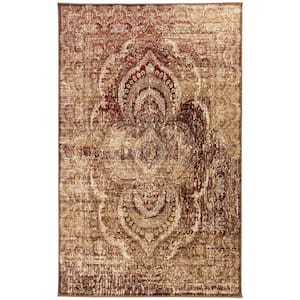 Bernadette Maroon and Gold 5 X 8 ft. Loomed Abstract Polypropylene Rectangle Area Rug