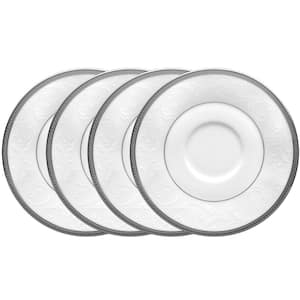 Regina Platinum 6 in. (White) Porcelain Saucers, (Set of 4)