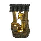 29.2 in. H Outdoor Rustic Water Well Fountain Waterfall with LED Lights for Garden, Patio, Yard