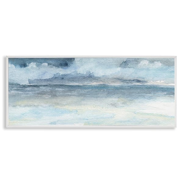Abstract Cloudy Ocean Waves by Regina Moore White Framed Giclee Art Print Coastal 24 in. x 10 in.