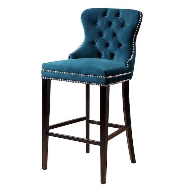 DEVON & CLAIRE 43.7 in H Ruth Tufted Barstool, Navy Blue BR-BS