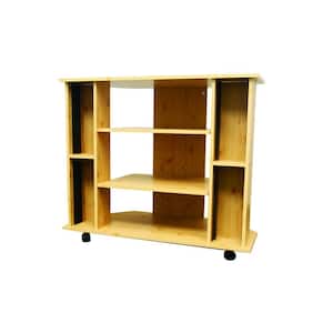 30 in. 3-Tier Shelves Natural TV Stand with Wheels and CD Racks Fits TVs Up to 42 in.