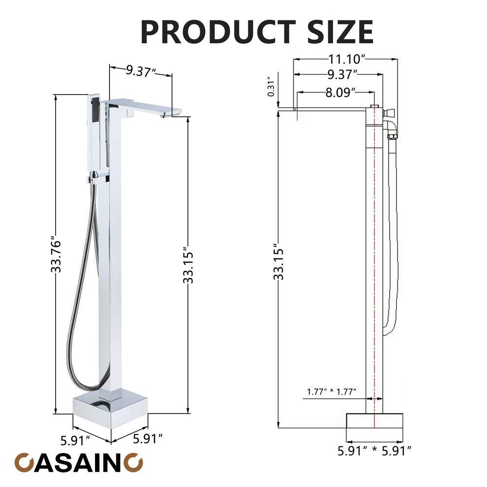 Chrome Plated Freestanding Bathtub Faucet with Hand Shower