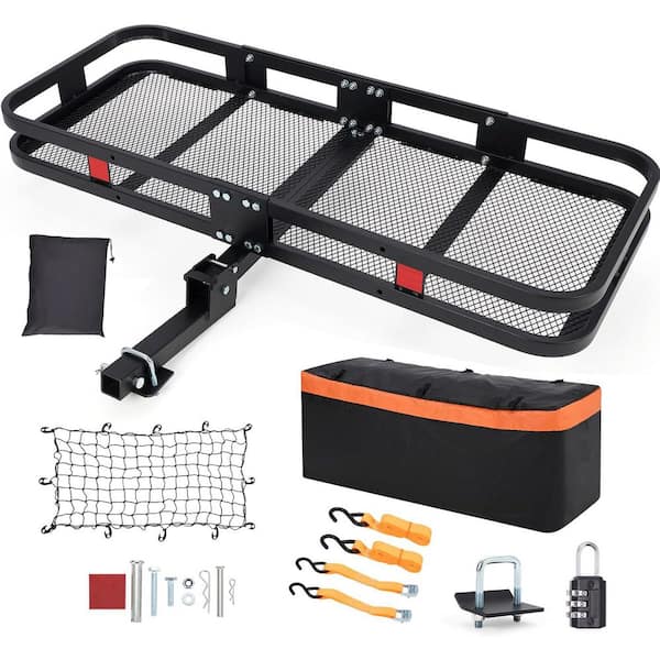 500 lbs. Capacity 60 in. x 24 in. x 6in. Hitch Mount Cargo Carrier Basket with Waterproof Cargo Bag and Net