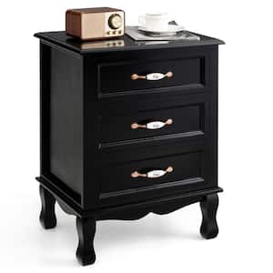 3 Drawers Nightstand Wood Sofa End Side Accent Furniture Table Black